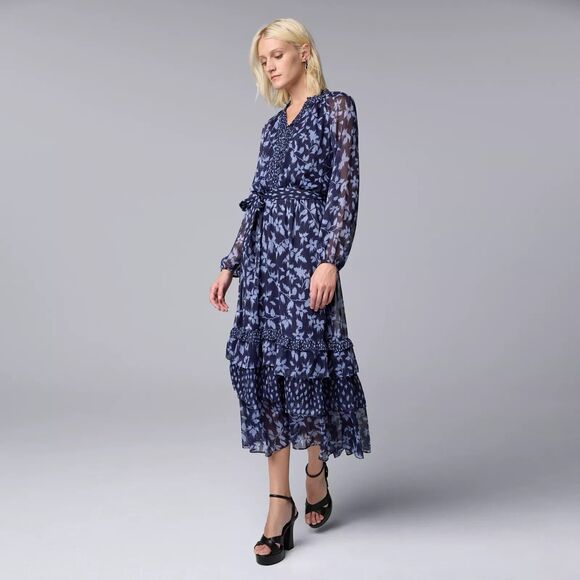 NWOT Women’s SIMPLY VERA MODEST TIERED RUFFLE MAXI DRESS -Size XXL- Retai $59.99 - Picture 1 of 8